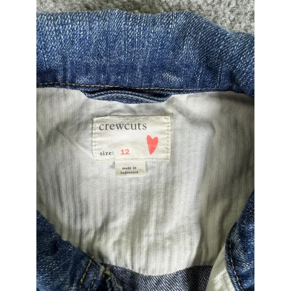 Crewcuts J.Crew Girls Denim Jacket Size 12 Medium Wash Blue Trucker Jean Jacket